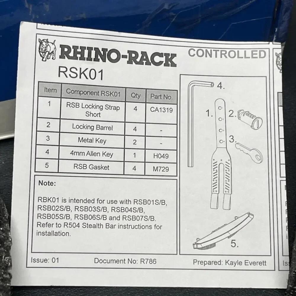 Rhino-Rack RSK01 StealthBar Hardware Kit Complete Open Box New.